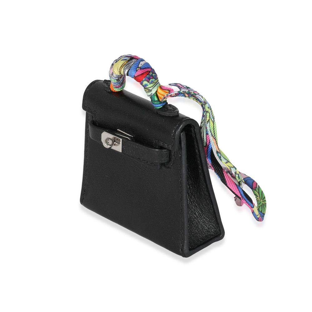 Hermes Black Tadelakt Micro Mini Twilly Kelly Bag Charm PHW - Picture 2 of 4